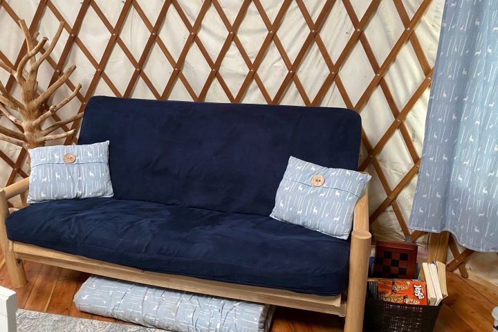 a room with a couch and a chair