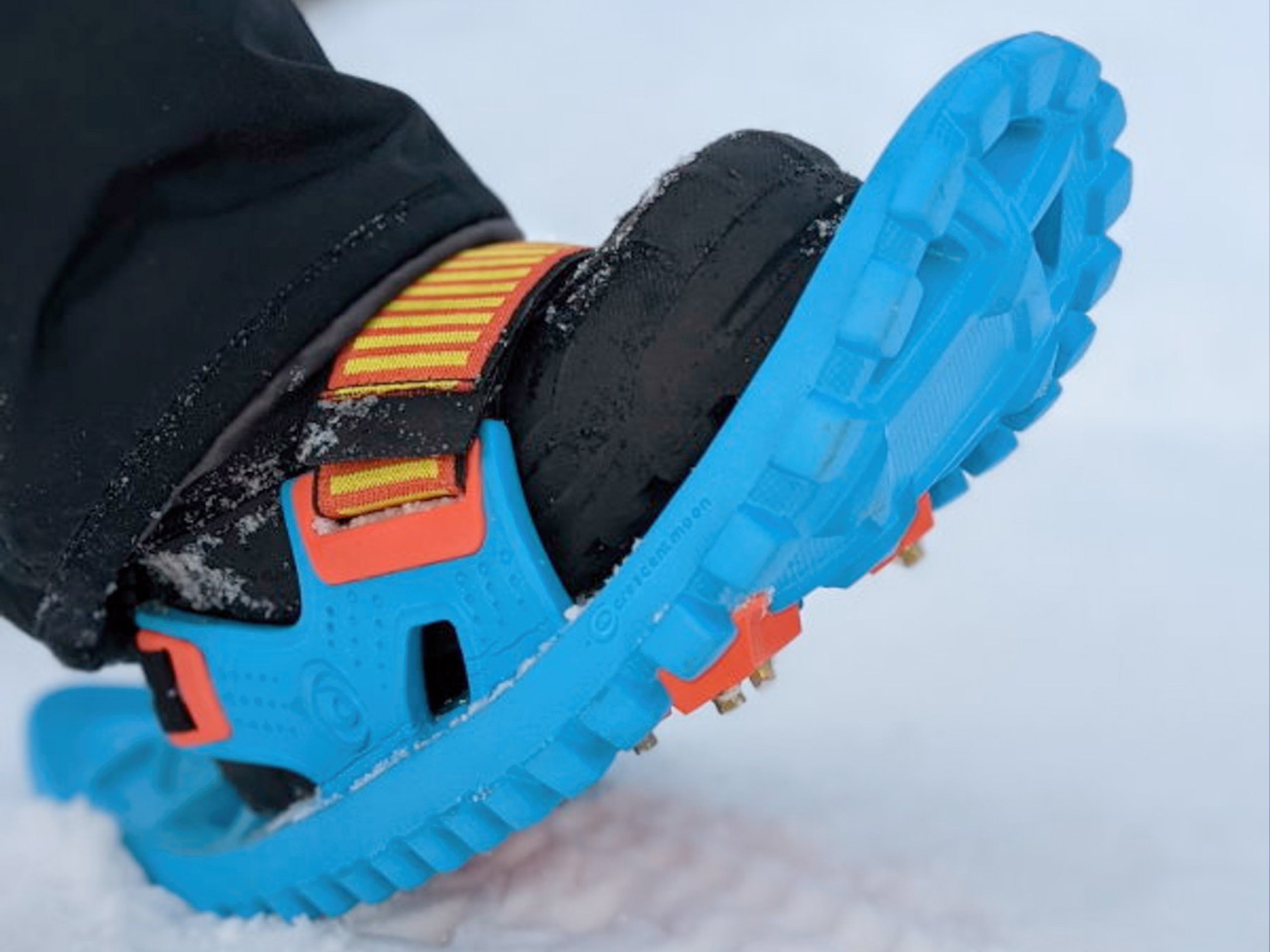 a close up of a toy in the snow